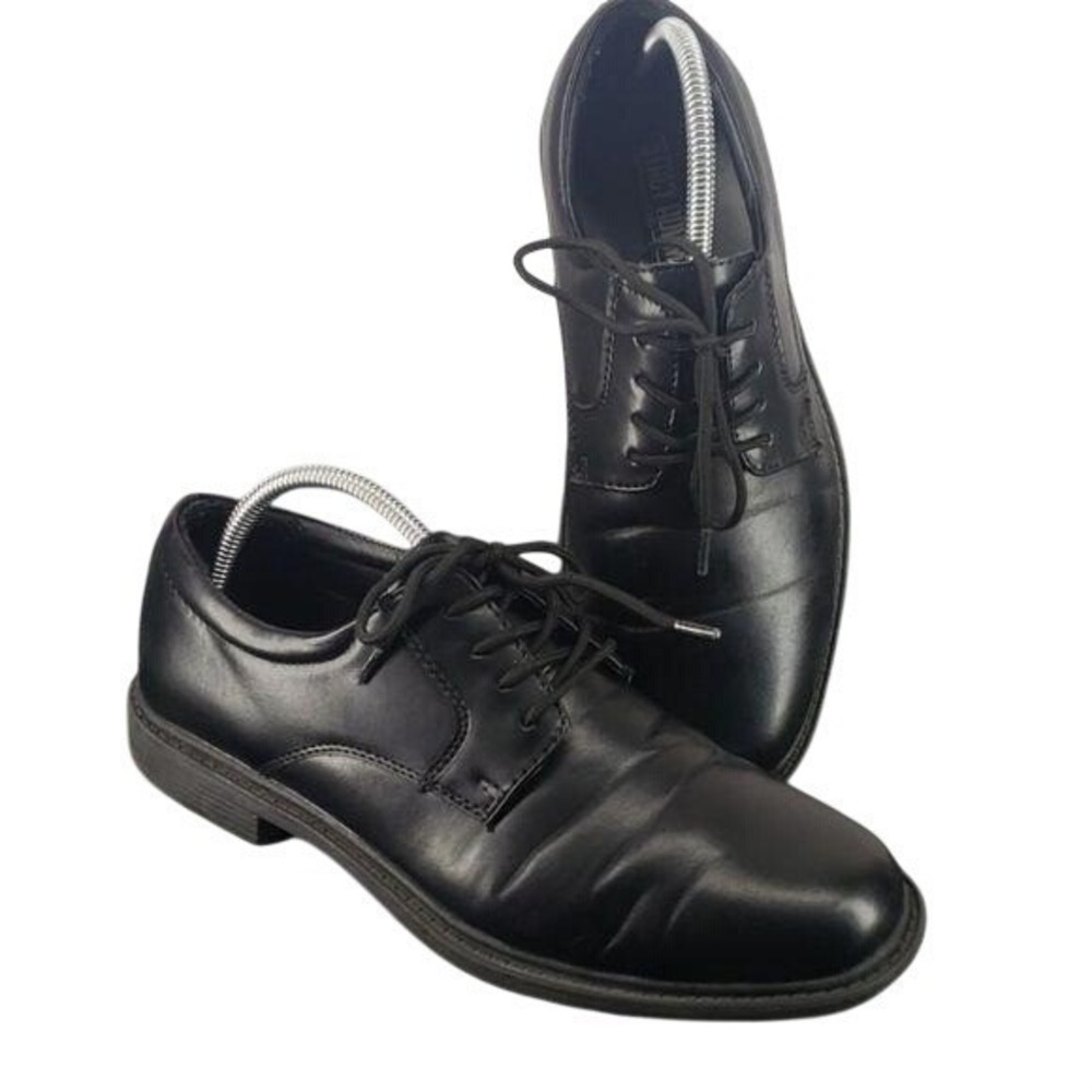 Stacy Adams Boys Black Dress Shoes 7M Lace-Up Round Toe Formal Oxford